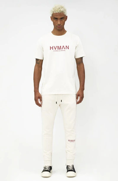 Hvman Regular Fit Logo Crewneck Cotton T-shirt In Cream
