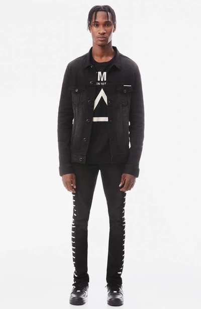 Shop Hvman Mk1 Lace-up Denim Jacket In Black Lace