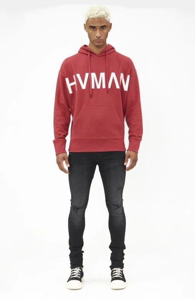 Shop Hvman Logo Waffle Knit Pullover Hoodie In Rosewood