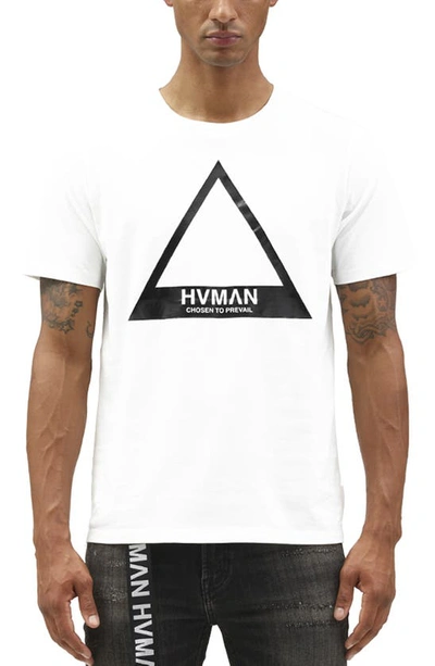Shop Hvman Regular Fit Triangle Logo Cotton T-shirt In White
