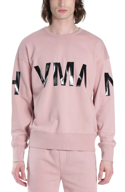 Shop Hvman Logo Crewneck Sweatshirt In Dusty Pink