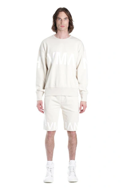 Shop Hvman Logo French Terry Sweat Shorts In Cream