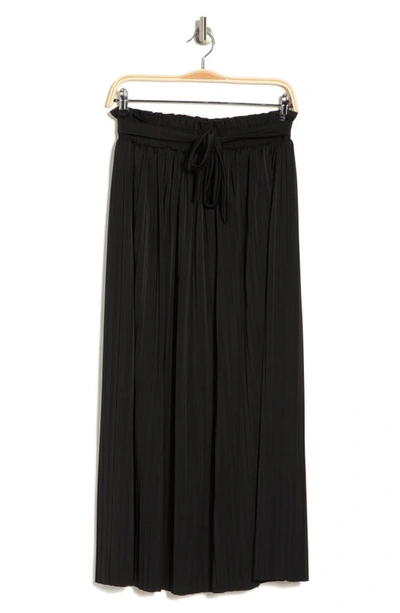 Forgotten Grace Tie Waist Pleated Paperbag Skirt In Black
