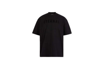 Pre-owned Fear Of God Eternal Logo-flocked Cotton T-shirt Black