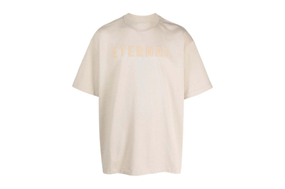 Pre-owned Fear Of God Eternal Logo-flocked Cotton T-shirt Light Browne