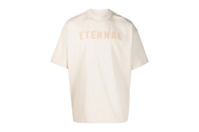 Pre-owned Fear Of God Eternal Logo-flocked Cotton T-shirt Light Beige