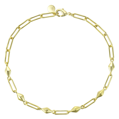Shop Rachel Glauber 14k Gold Plated Paperclip Bracelet In Gold-tone
