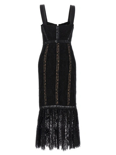 Shop Self-portrait Black Cord Lace Insert Midi Dress Dresses Black