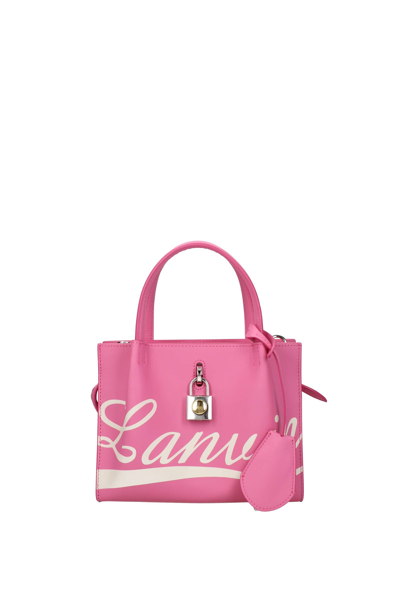 Shop Lanvin Handbags Daybag Leather Pink Flamingo