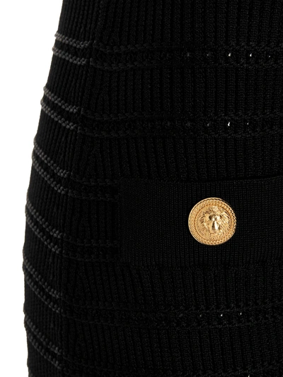 Shop Balmain Logo Button Knit Skirt
