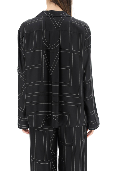 Shop Totême Monogram Silk Twill Pajama Shirt