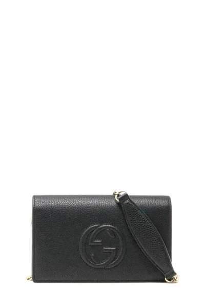 Shop Gucci Soho Shoulder Bag In Black Leather