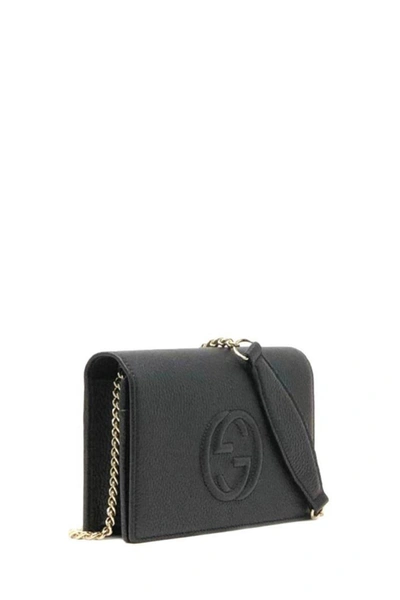 Shop Gucci Soho Shoulder Bag In Black Leather