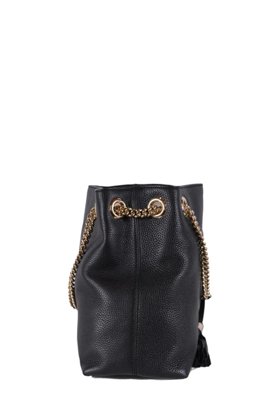 Shop Gucci Soho Gg Shoulder Bag In Black Leather