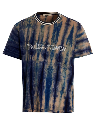 Shop Wales Bonner Tie-dye Logo Embroidery T-shirt Multicolor