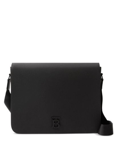 Shop Burberry Medium Alfred Leather Messenger Bag In Black