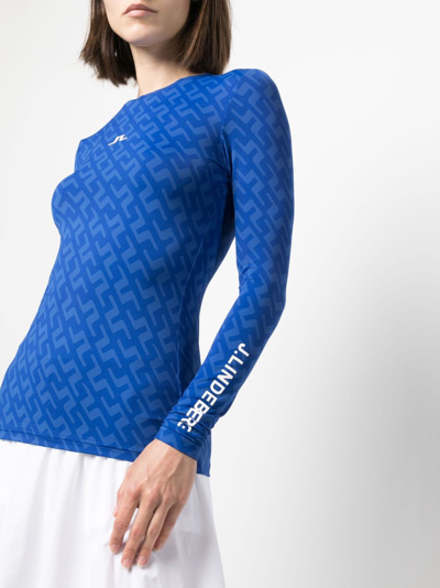 J. Lindeberg Logo-print Compression Top In Blue