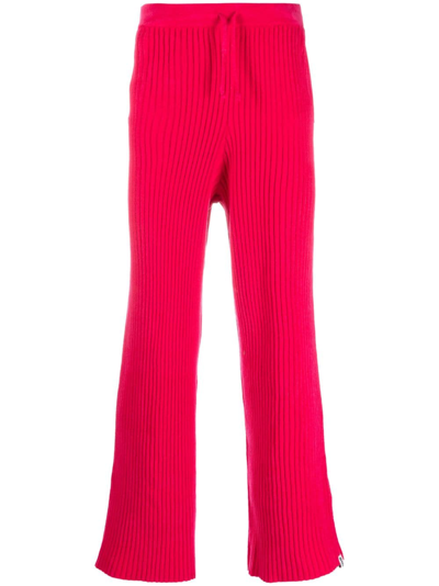 Shop Bonsai Ribbed-knit Straight-leg Trousers In Pink