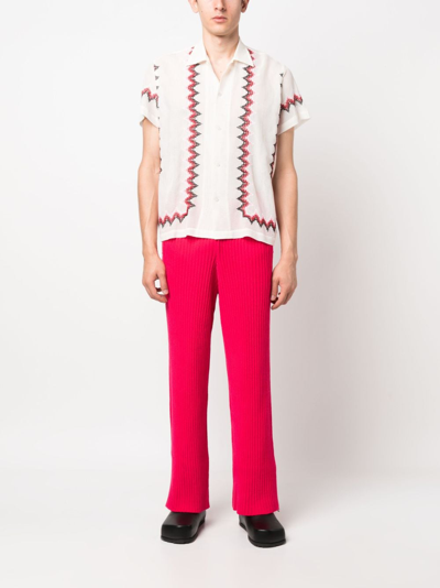 Shop Bonsai Ribbed-knit Straight-leg Trousers In Pink