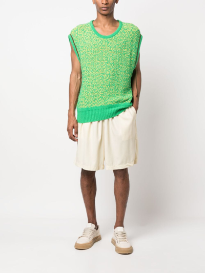 Shop Bonsai Elasticated-waistband Wool Bermuda Shorts In Neutrals