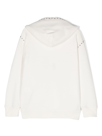 Shop Mm6 Maison Margiela Studded Cotton Hoodie In White
