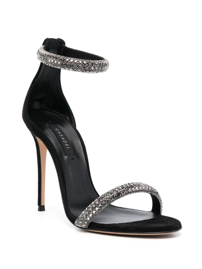 Shop Casadei Scarlet Stratosphere 100mm Crystal-embellished Sandals In Black