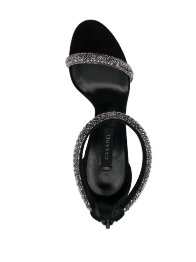 Shop Casadei Scarlet Stratosphere 100mm Crystal-embellished Sandals In Black
