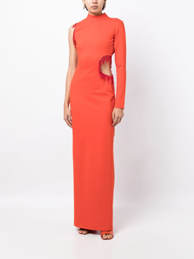 Shop Staud Kirsten Cut-out Maxi Dress In Red