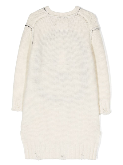 Shop Mm6 Maison Margiela Intarsia-knit Logo Jumper Dress In White