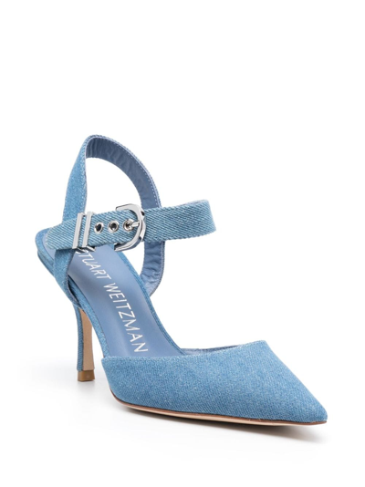 Shop Stuart Weitzman Stuart Maverick 85mm Pumps In Blue