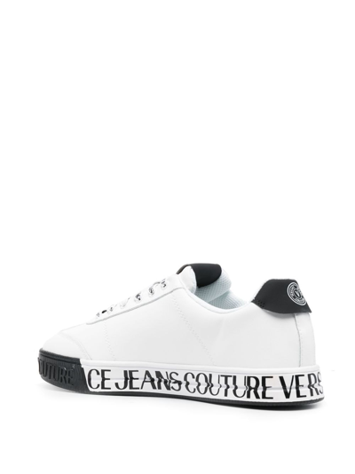 Shop Versace Jeans Couture Logo-print Leather Low-top Sneakers In White