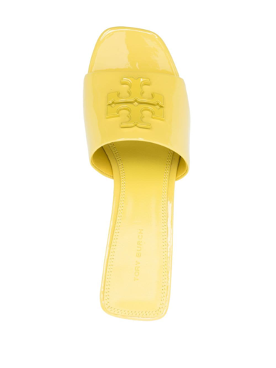 Shop Tory Burch 60mm Logo-plaque Leather Mules In Yellow