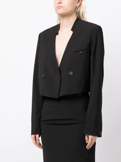 Shop Helmut Lang Cropped Double-breasted Blazer In Black