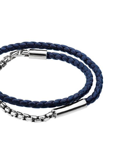 Shop Tane México 1942 Comet Braided Leather Bracelet In Blue