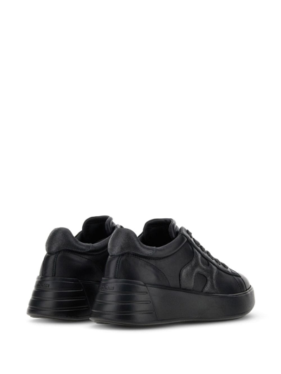 Shop Hogan H562 Panelled Lace-up Sneakers In Black