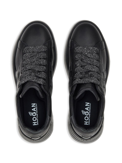 Shop Hogan H562 Panelled Lace-up Sneakers In Black