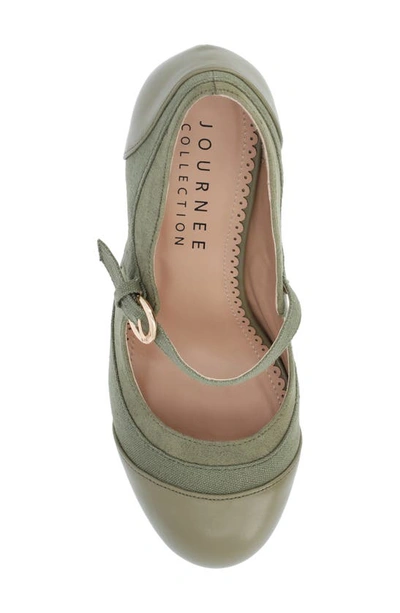 Journee Collection Womens Siri Medium And Wide Width Round Toe Block Heel Mary Jane Pumps In Olive