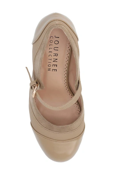 Journee Collection Womens Siri Medium And Wide Width Round Toe Block Heel Mary Jane Pumps In Tan