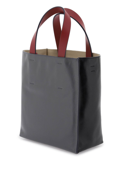 Shop Marni Multicolor Museo Tote Bag In Black Mercury Burgundy (grey)