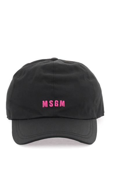 Shop Msgm Fluo Logo Baseball Cap In Black (black)