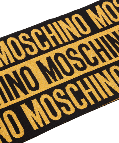 Shop Moschino Wool Wool Scarf In Black - Yellow