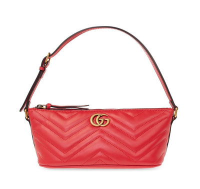 Shop Gucci Gg Marmont 2.0 Padded Shoulder Bag In Red