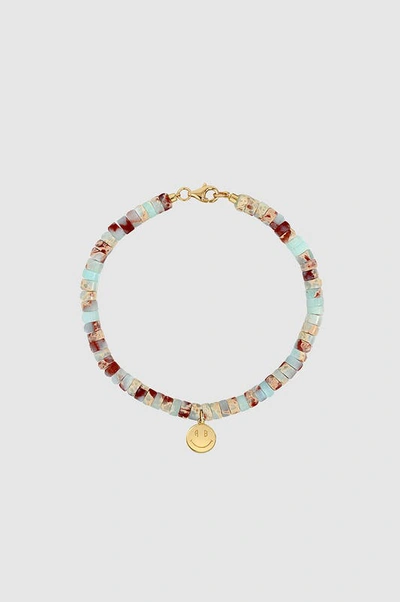 Shop Anine Bing Bead Bracelet With Smile Charm In Gold