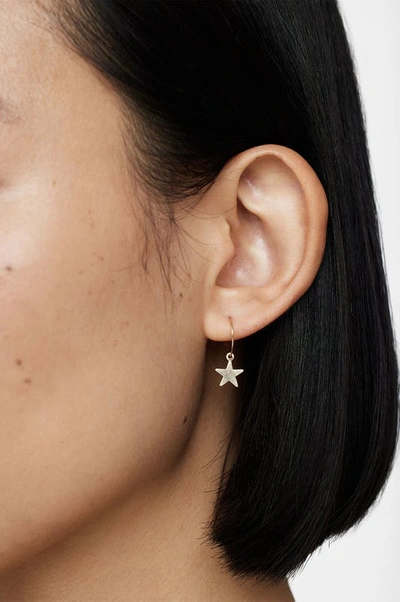 Shop Anine Bing Star Charm Hoop Earring In Gold