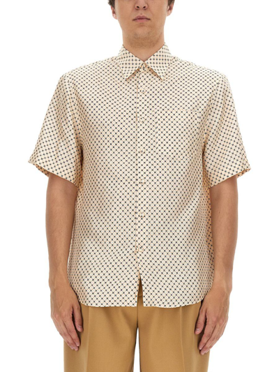Shop Lanvin Shirt With Floral Pattern In Ivory