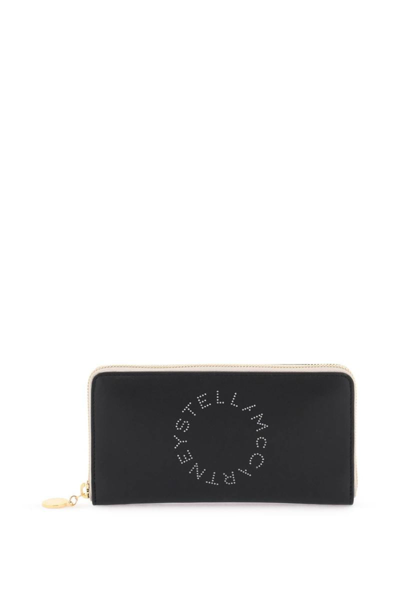 Shop Stella Mccartney Faux Leather Zip-around Wallet In Black