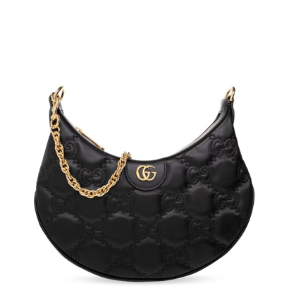 Shop Gucci Padded Chained Shoulder Bag In Black