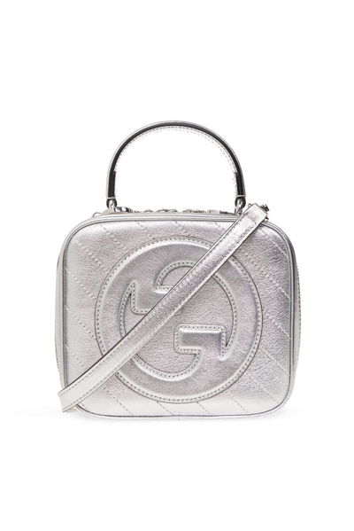 Shop Gucci Blondie Shoulder Bag In Silver
