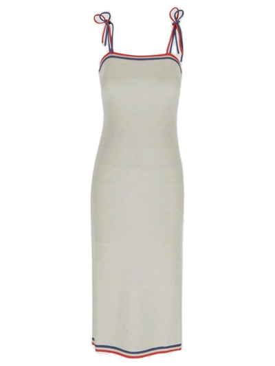 Shop Fendi Allover Ff Logo Knitted Dress In White