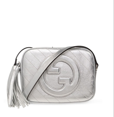 Shop Gucci Blondie Small Shoulder Bag In Silver
